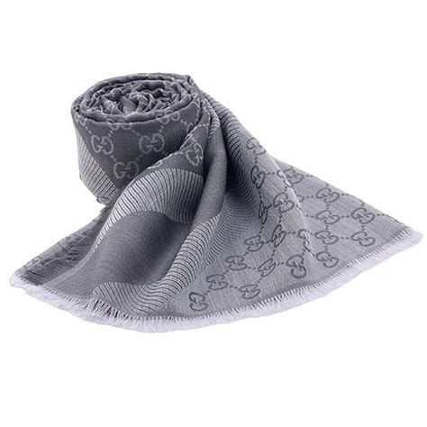 gucci 281942|Grey GG Jacquard Shawl .